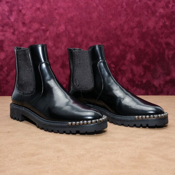 Schutz Maryana Chelsea Boots - Women's Calfskin High Block Heel Boots With Croc Embossed Texture